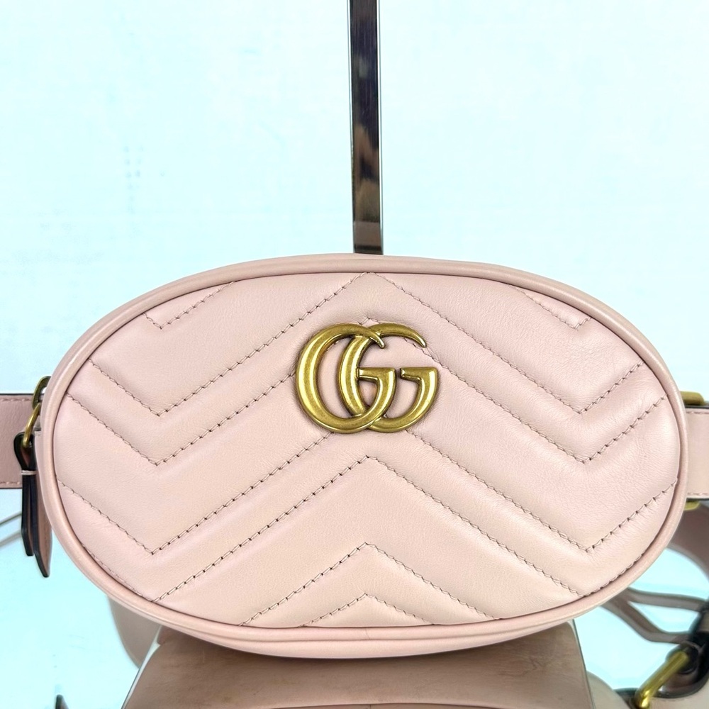 NWOT GUCCI GG Marmont Waist bag leather Blush Women GHW